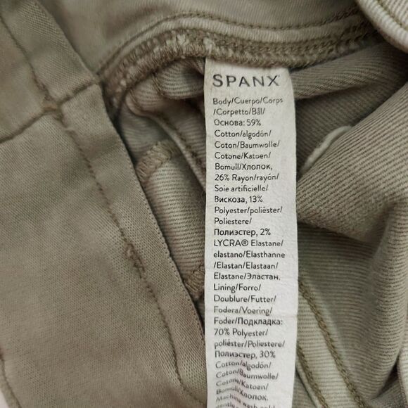 Spanx Pants Womens XS Green Stretch Twill Straight Leg Comfort Pull On Utility - Picture 9 of 11